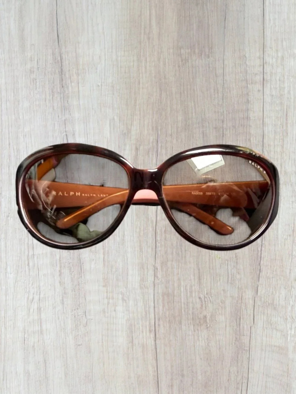 Ralph Lauren Y2K Oversized Bug Eye Sunglasses Brown Tortoise Glam 61mm